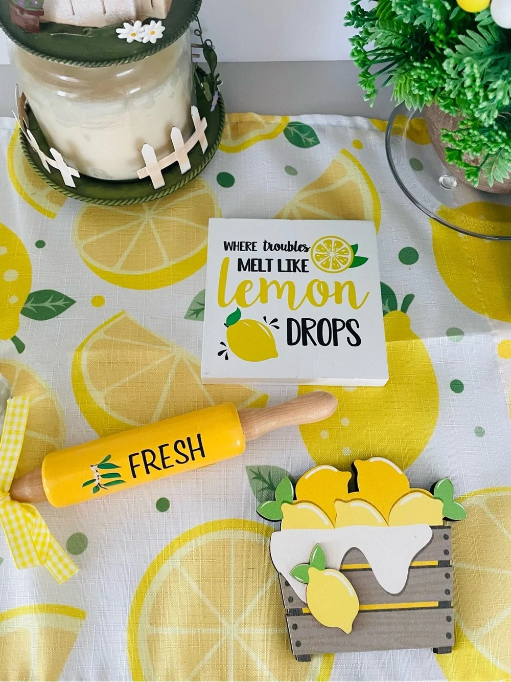 Lemon Drops Decorative Coaster - Yellow
